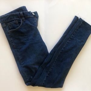 High waisted distressed jeans